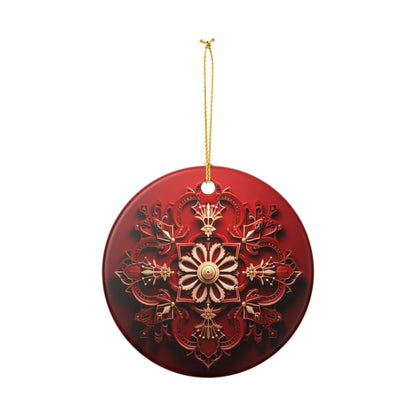 Red Ornate Mandala Ceramic Ornament    Item #847489