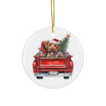 Ceramic Ornament - Irish Terrier Christmas Dog In Red Truck       Item #8398866 - Buckshot's Bargain Barn