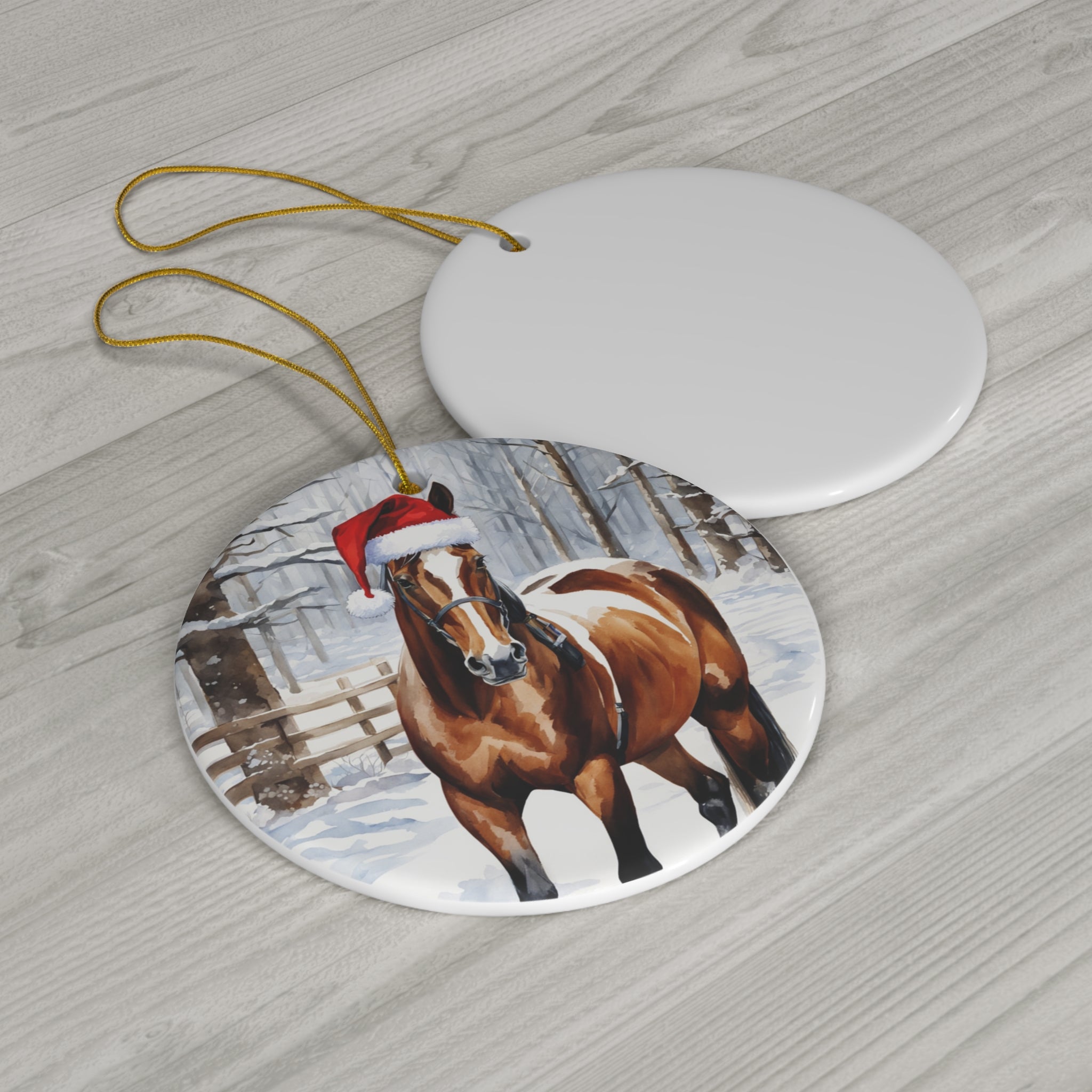 Horse Christmas Ceramic Disc Ornament        Item #5907787