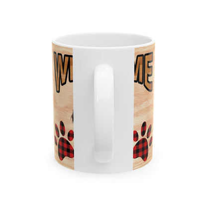 Welcome Puppy Ceramic Mug — Cute Dog Paw Print Coffee Cup 11oz   Item #495964