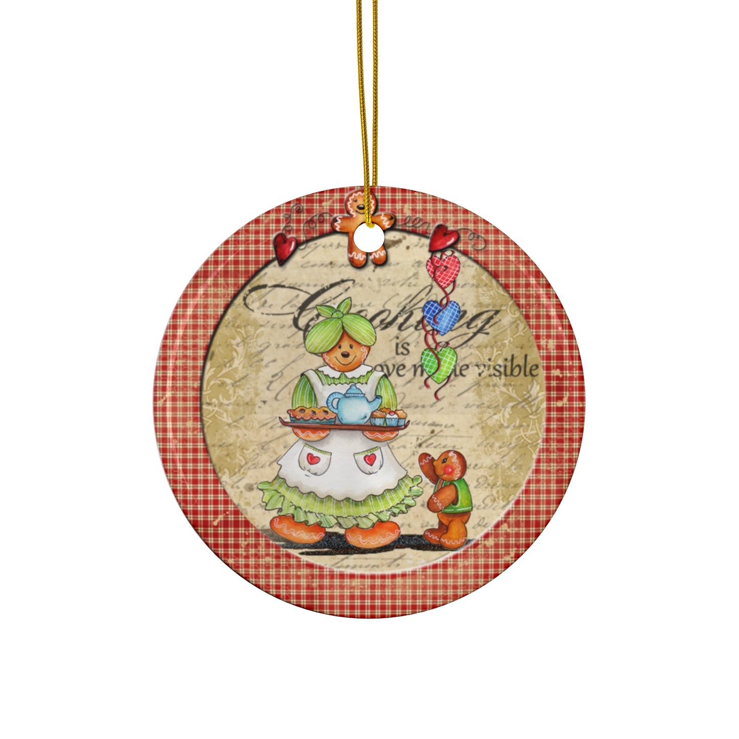 Gingerbread Woman Ceramic Disc Ornament    Item #809307