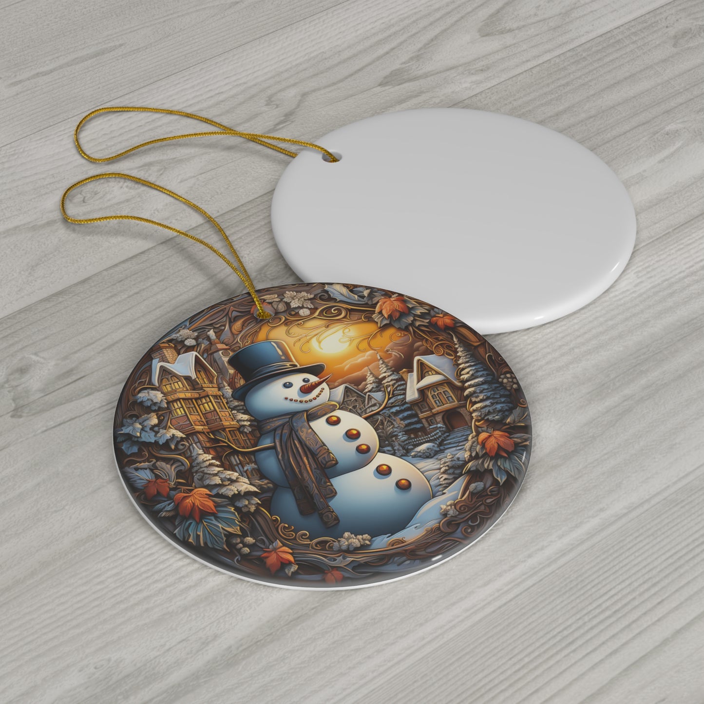 Snowman Ceramic Disc Ornament       Item #7456181