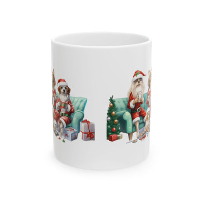 Christmas Dogs Dressed As Santa On Chair Christmas Mug 11oz  Item #725334
