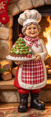 Mrs. Claus Christmas Baking Wooden Figurine By Santa's Creations