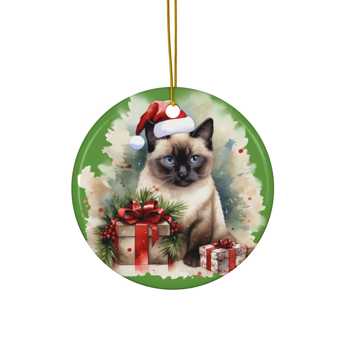 Ceramic Ornament - Christmas Cat      Item #871012