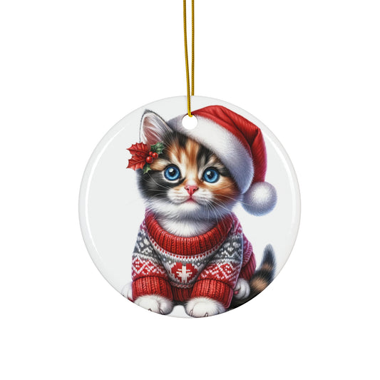 Ceramic Ornament - Calico Christmas Kitten     Item #4374453