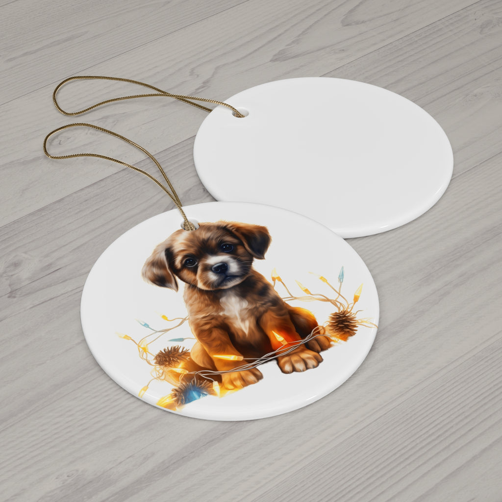 Christmas Dog Ceramic Disc Ornament              Item #7071203