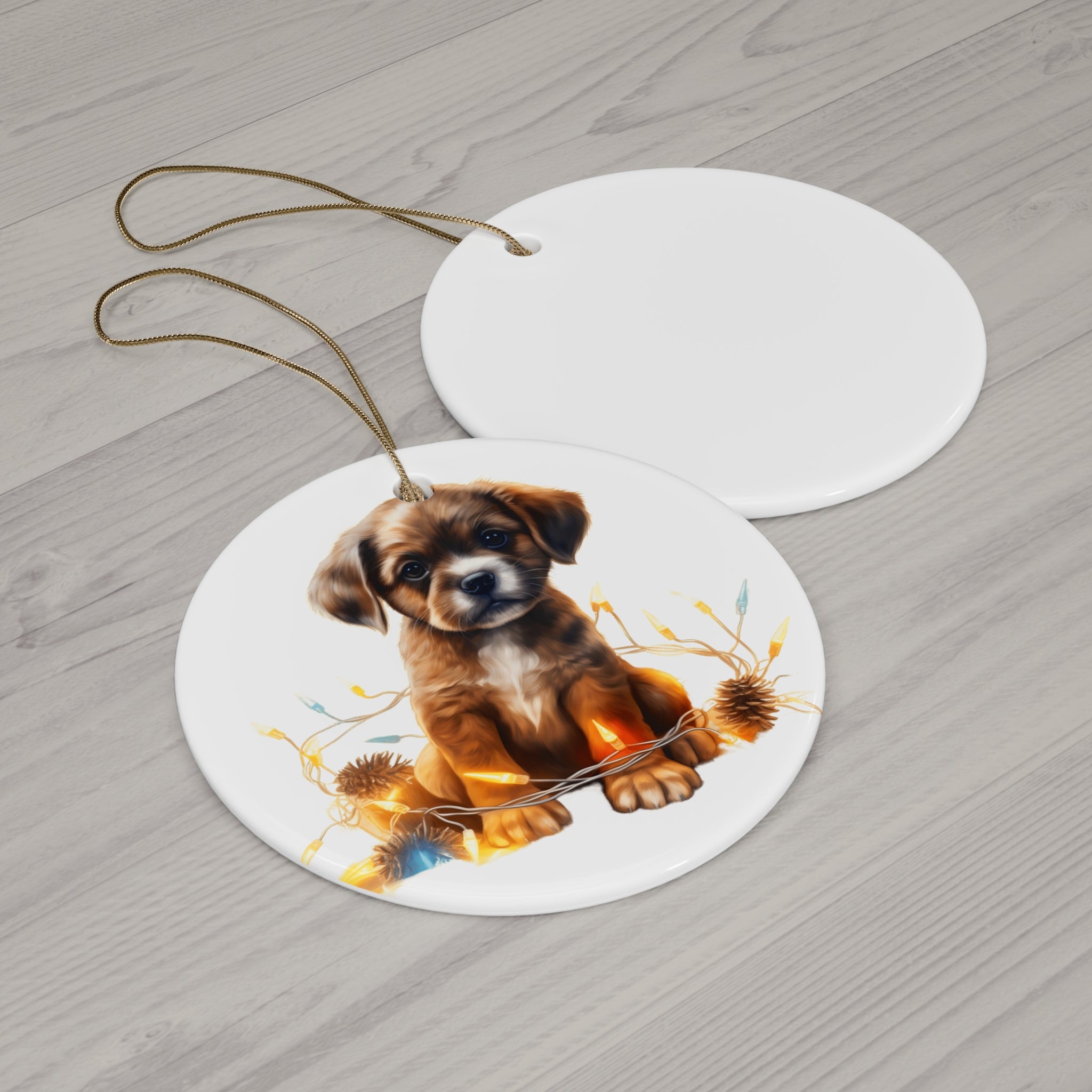 Christmas Dog Ceramic Disc Ornament              Item #7071203