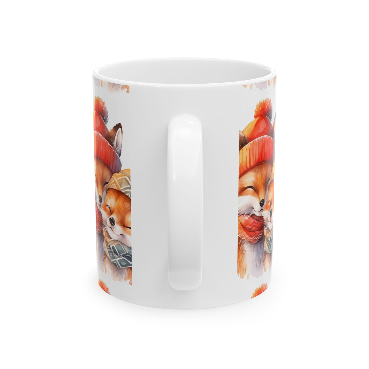 Cute Fox Couple Ceramic Mug — Cozy Winter Animal Coffee Cup 11oz    Item #99751