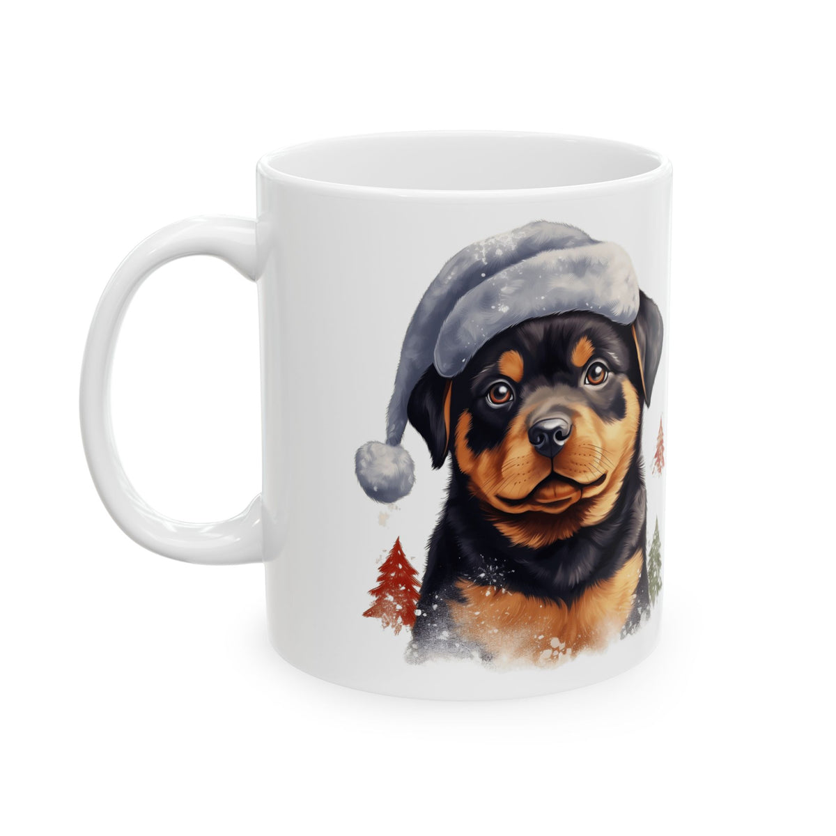 Christmas Rottweiler Dog With Hat Ceramic Mug 11oz  Item #242573