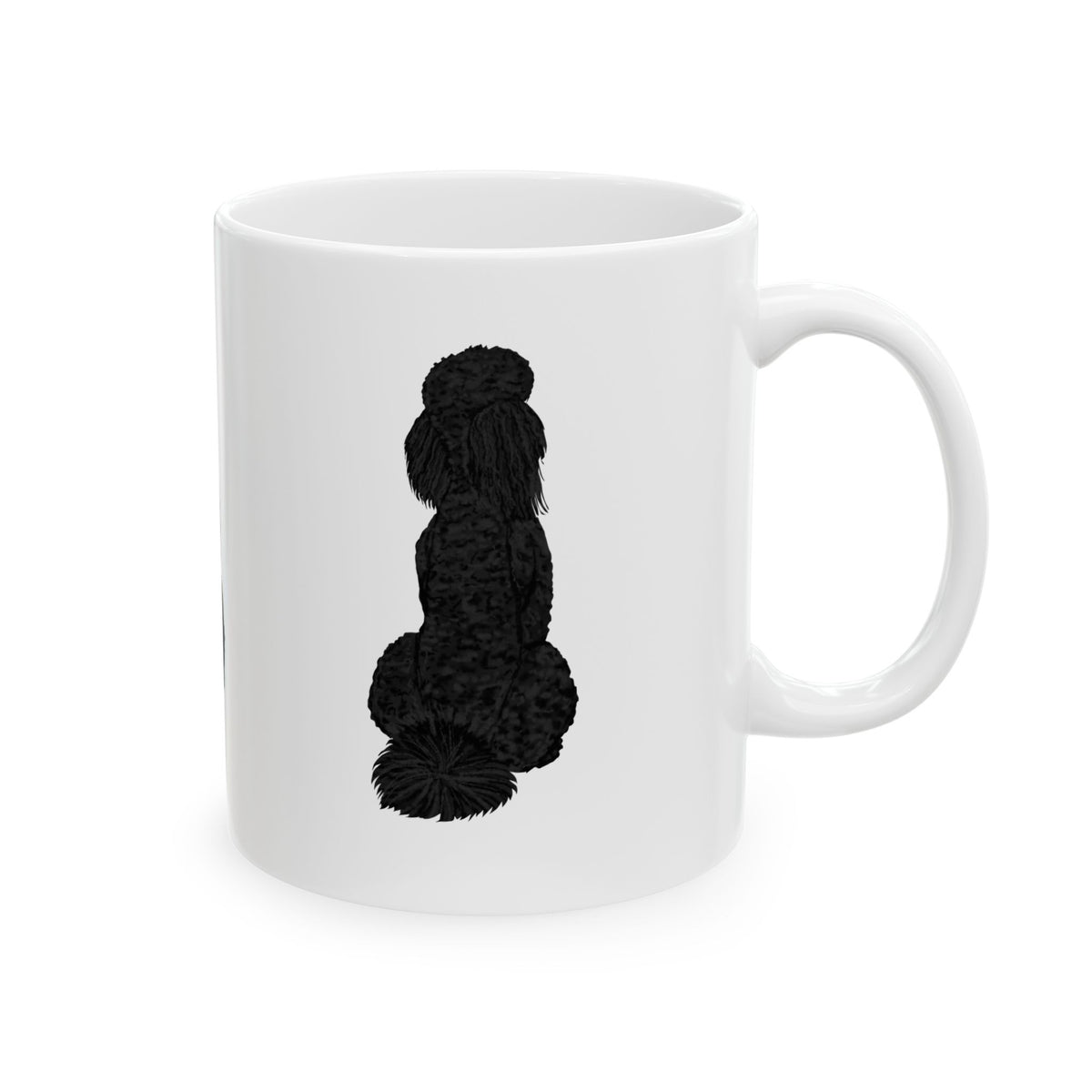 Black Pom-Pom Poodle Ceramic Mug — Cute Dog Silhouette Coffee Cup  11oz   Item #540028