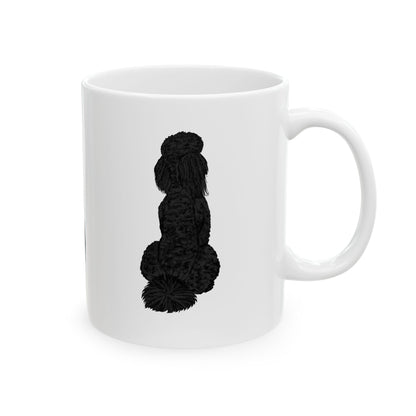 Black Pom-Pom Poodle Ceramic Mug — Cute Dog Silhouette Coffee Cup  11oz   Item #540028