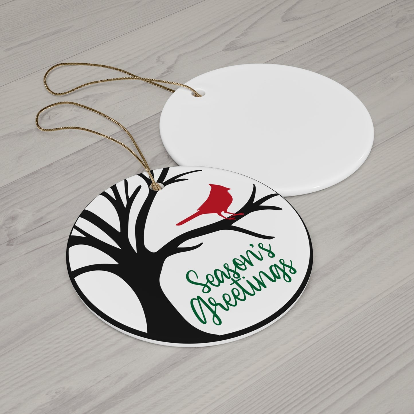 Season's Greetings Ceramic Disc Ornament      Item #4742943