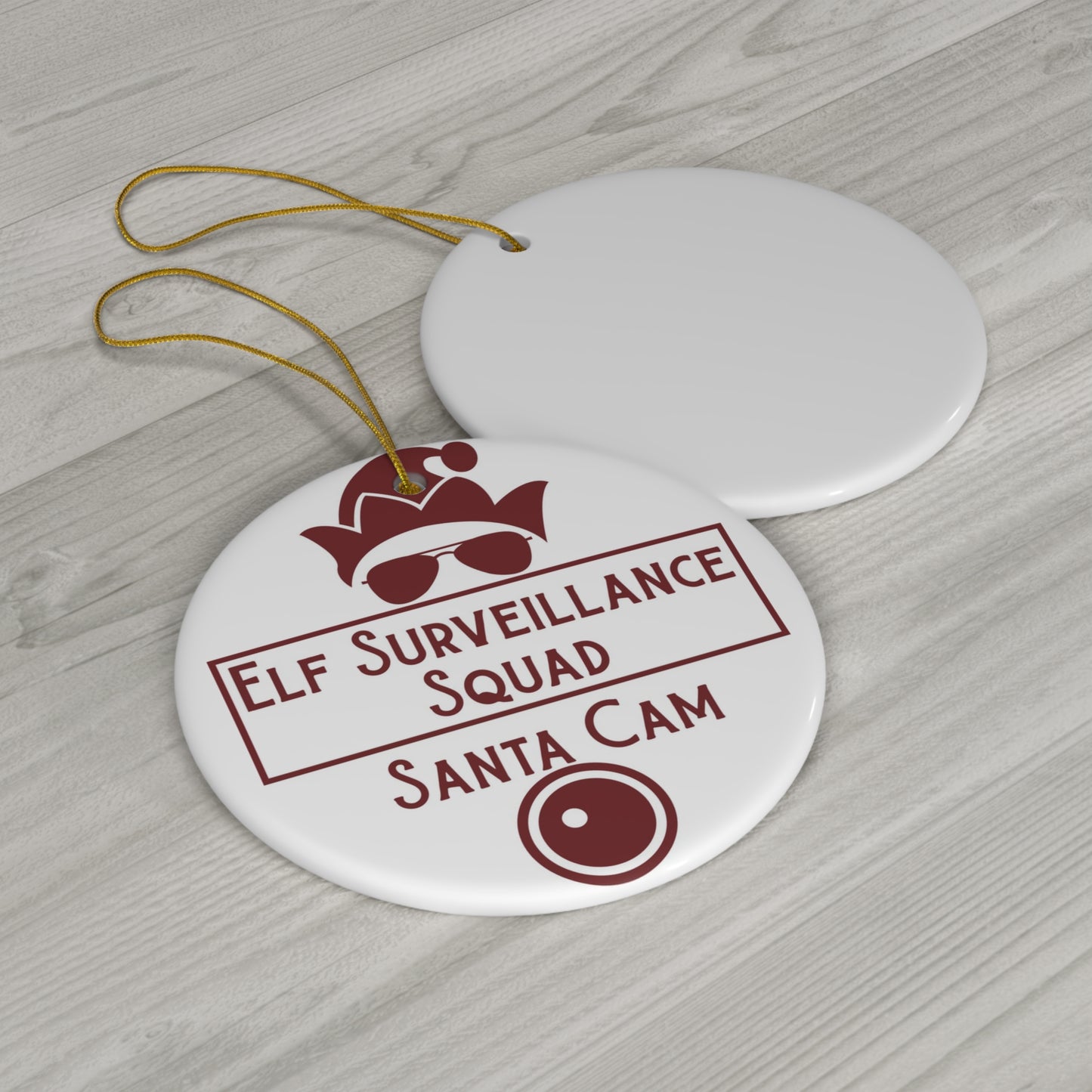 Elf Surveillance Squad Ceramic Disc Ornament           Item #3058235