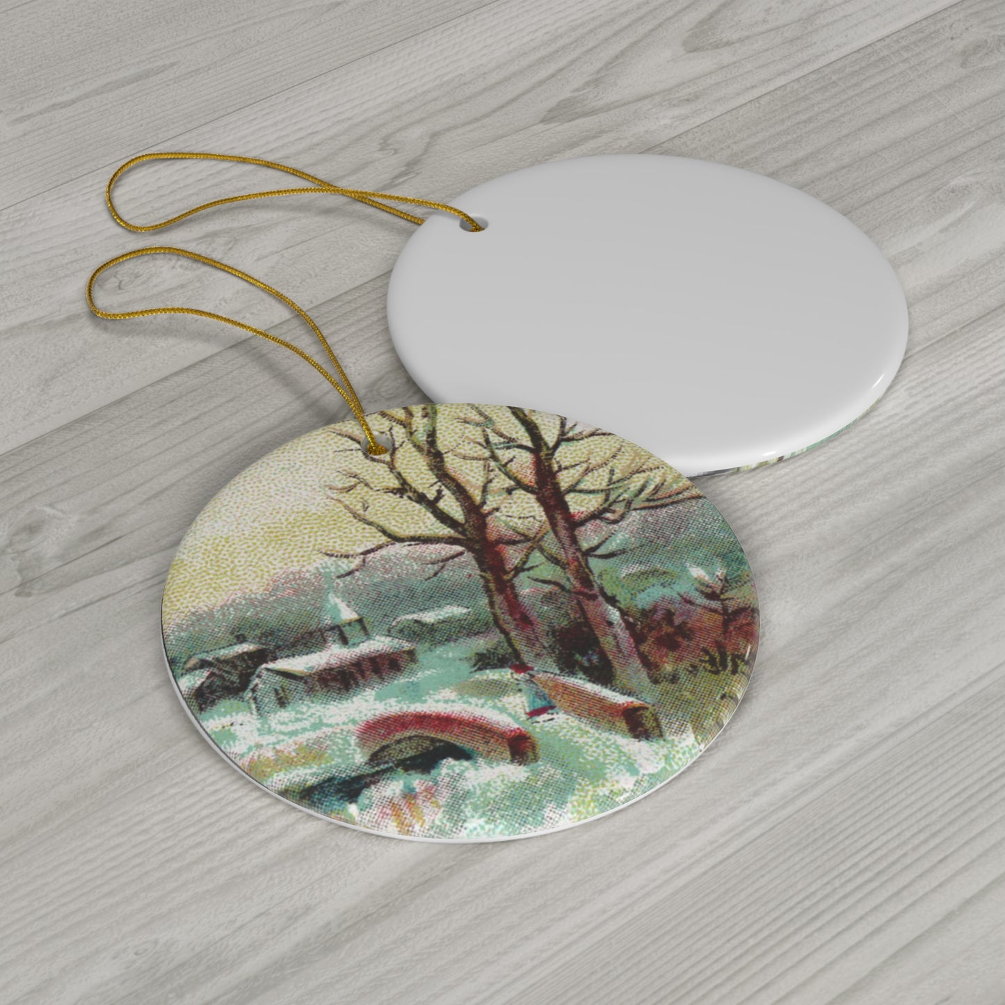 Winter Night Ceramic Disc Ornament            Item #5468502