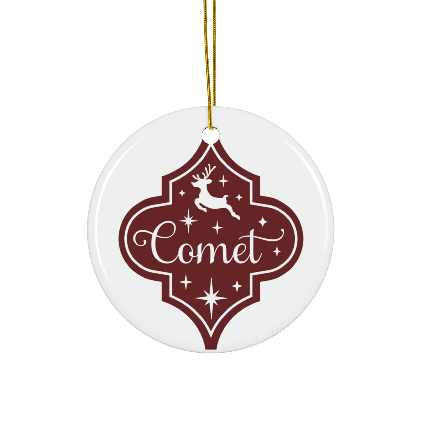 Comet Reindeer Ceramic Disc Ornament         Item #8629346