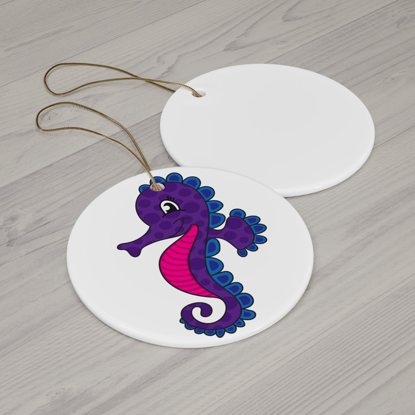 Sea Horse Ceramic Disc Ornament      Item #9701562