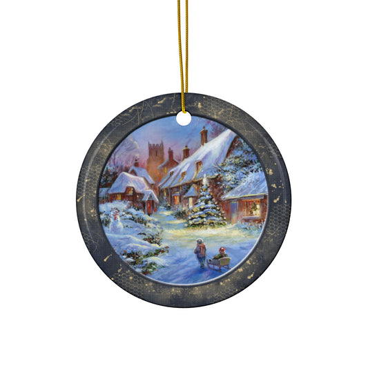 Winter Scene Ceramic Disc Ornament      Item #8786612