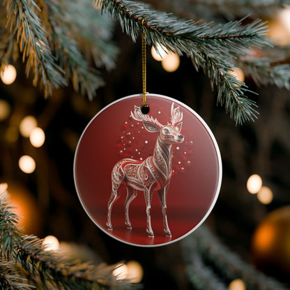 Festive Reindeer Ceramic Christmas Ornament   Item #70679