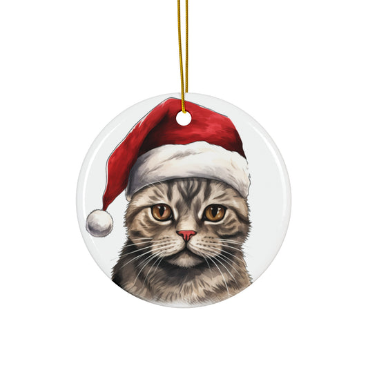 Brazilian Shorthair Cat With Santa Hat Ceramic Ornament      Item #3247784