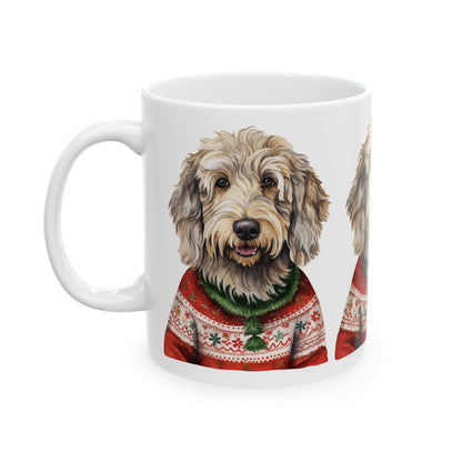 Dog in Christmas Sweater Mug — Cute Doodle Labradoodle Holiday Coffee Cup 11oz  Item #641519
