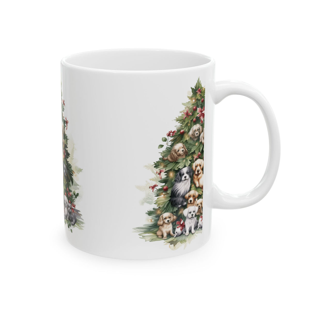 Christmas Dog Tree Ceramic Mug — Holiday Puppy Coffee Cup 11oz  Item #215197