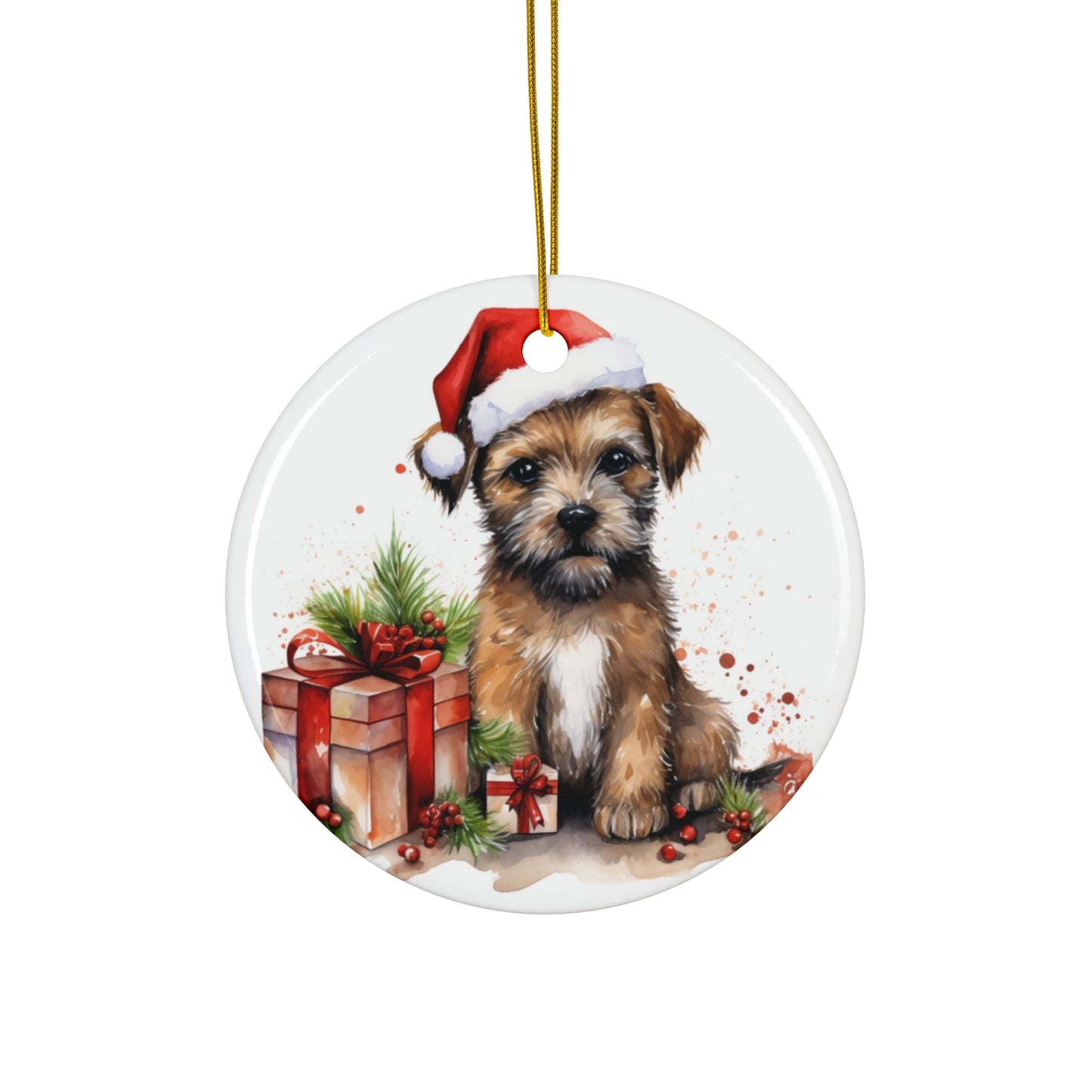 Ceramic Ornament - Border Terrier Christmas     Item #7512143