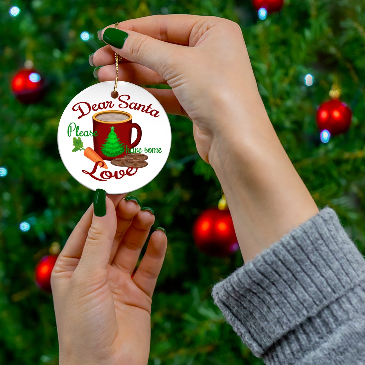 Dear Santa Love Ceramic Disc Ornament       Item #1457573