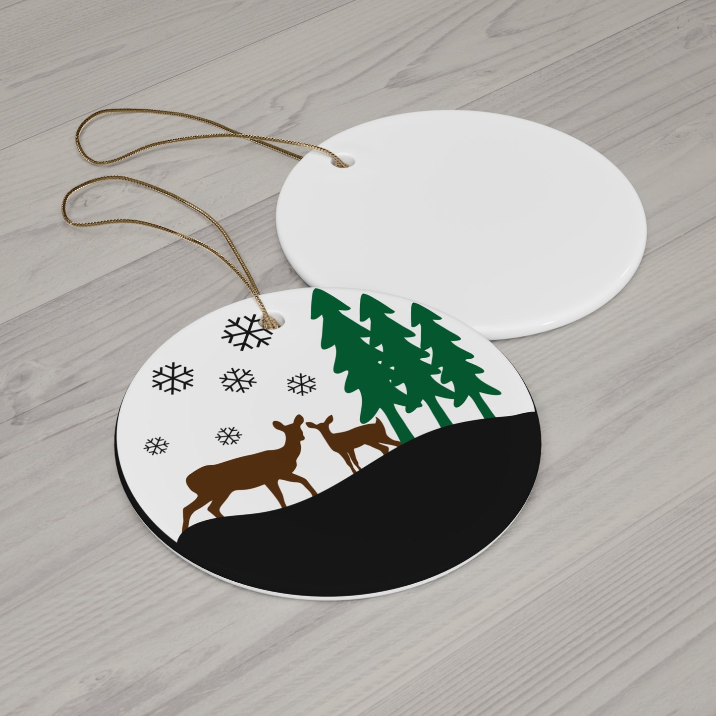 Two Deer Ceramic Disc Ornament       Item #278381