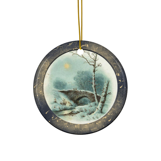 Winter Scene Ceramic Disc Ornament          Item #3412911