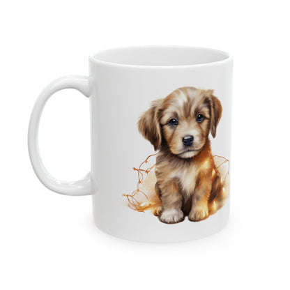 Festive Adorable Puppy In Lights Ceramic Mug  11oz  Item #470559