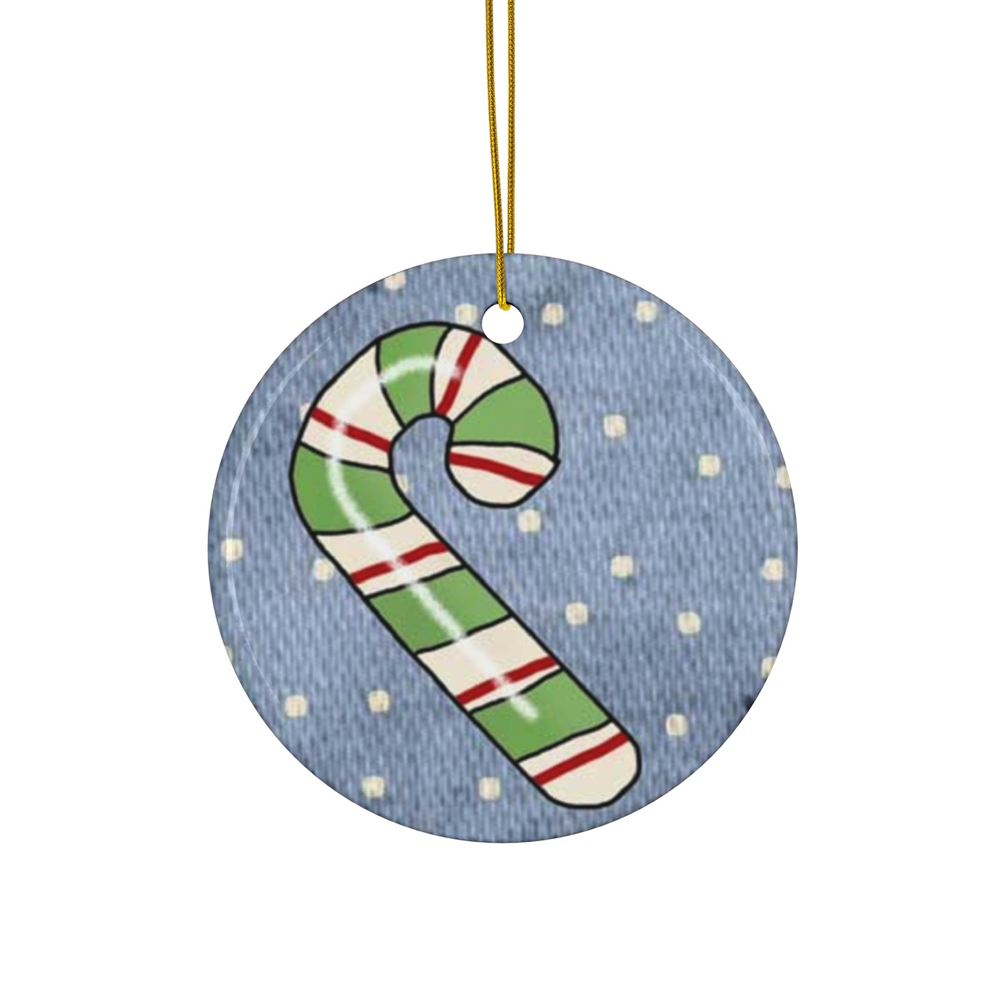 Candy Cane Ceramic Disc Ornament            Item #2748442