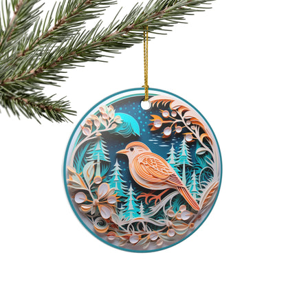 Ceramic Bird and Botanical Holiday Ornament   Item #591552