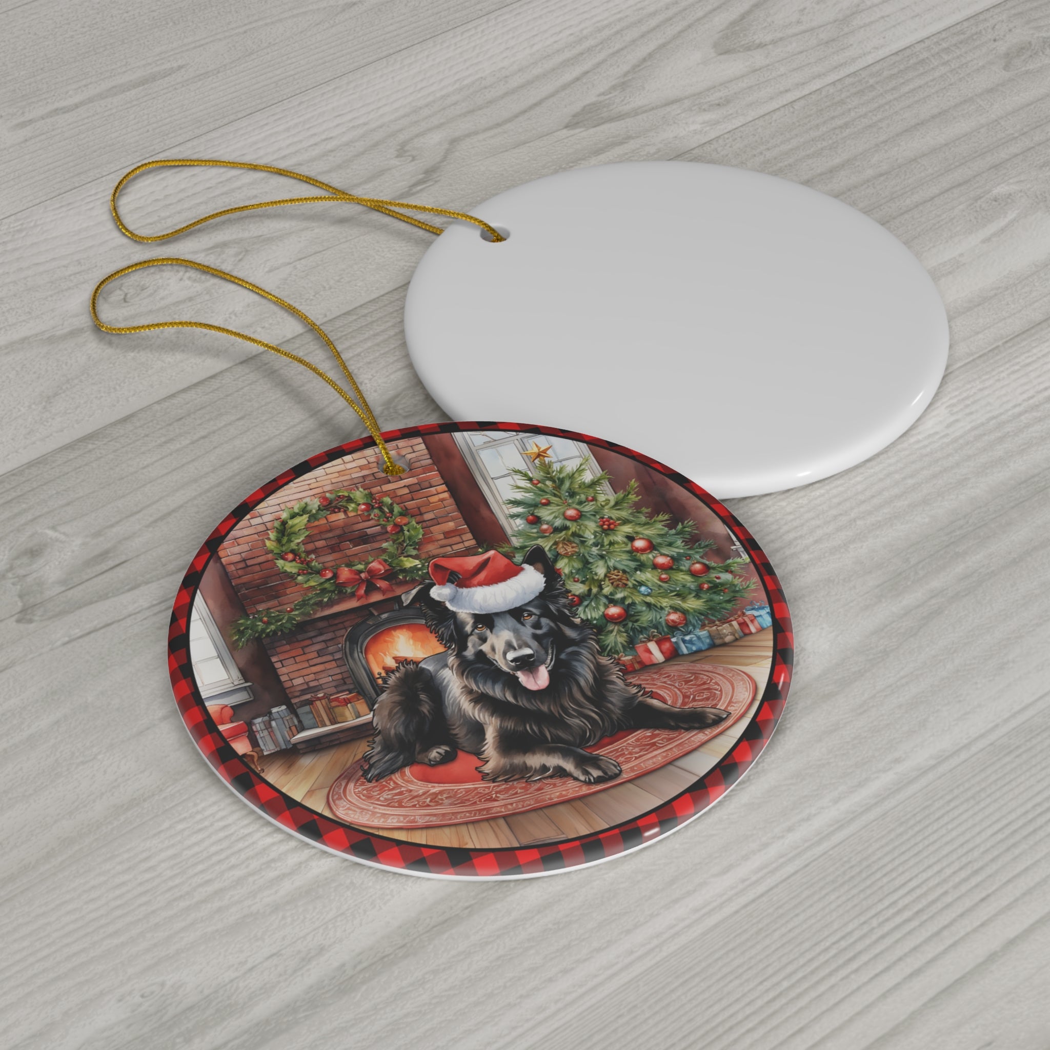 Ceramic Ornament - Belgian Sheepdog Christmas Dog       Item #1635614 - Buckshot's Bargain Barn