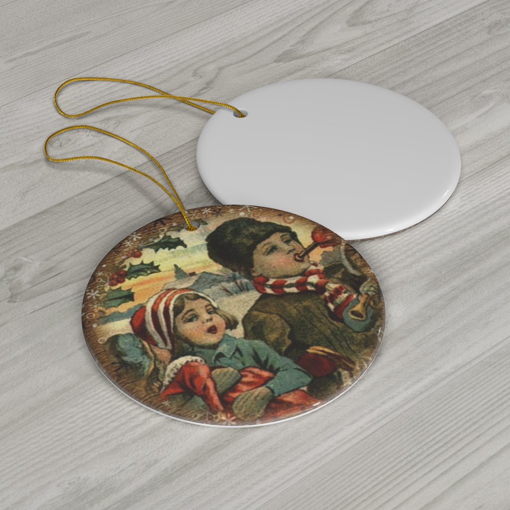 Christmas Kids Ceramic Disc Ornament       Item #1350109