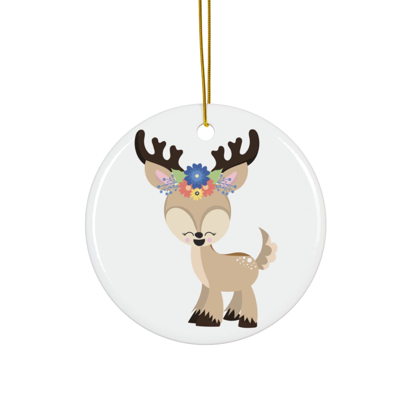 Floral Deer Ceramic Ornament     Item #820147