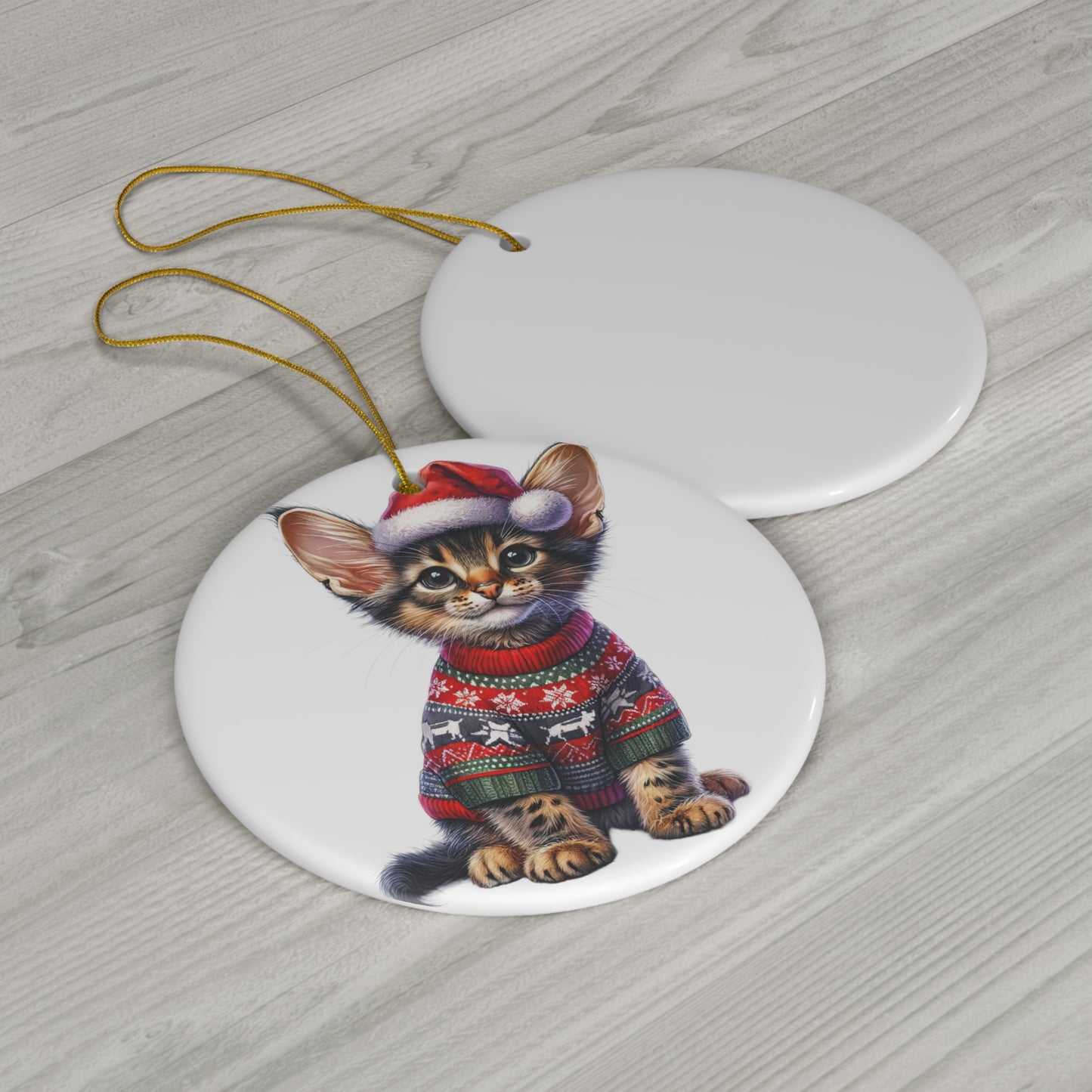 Ceramic Ornament - Chausie Christmas Kitten     Item #2916437