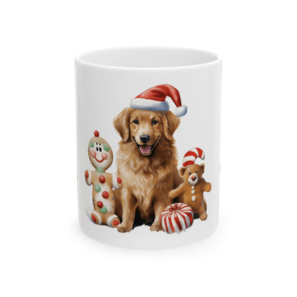 Christmas Golden Retriever Mug with Snowman and Gingerbread Decor 11oz  Item #78973