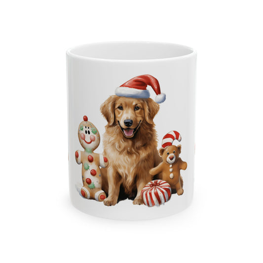 Christmas Golden Retriever Mug with Snowman and Gingerbread Decor 11oz  Item #78973
