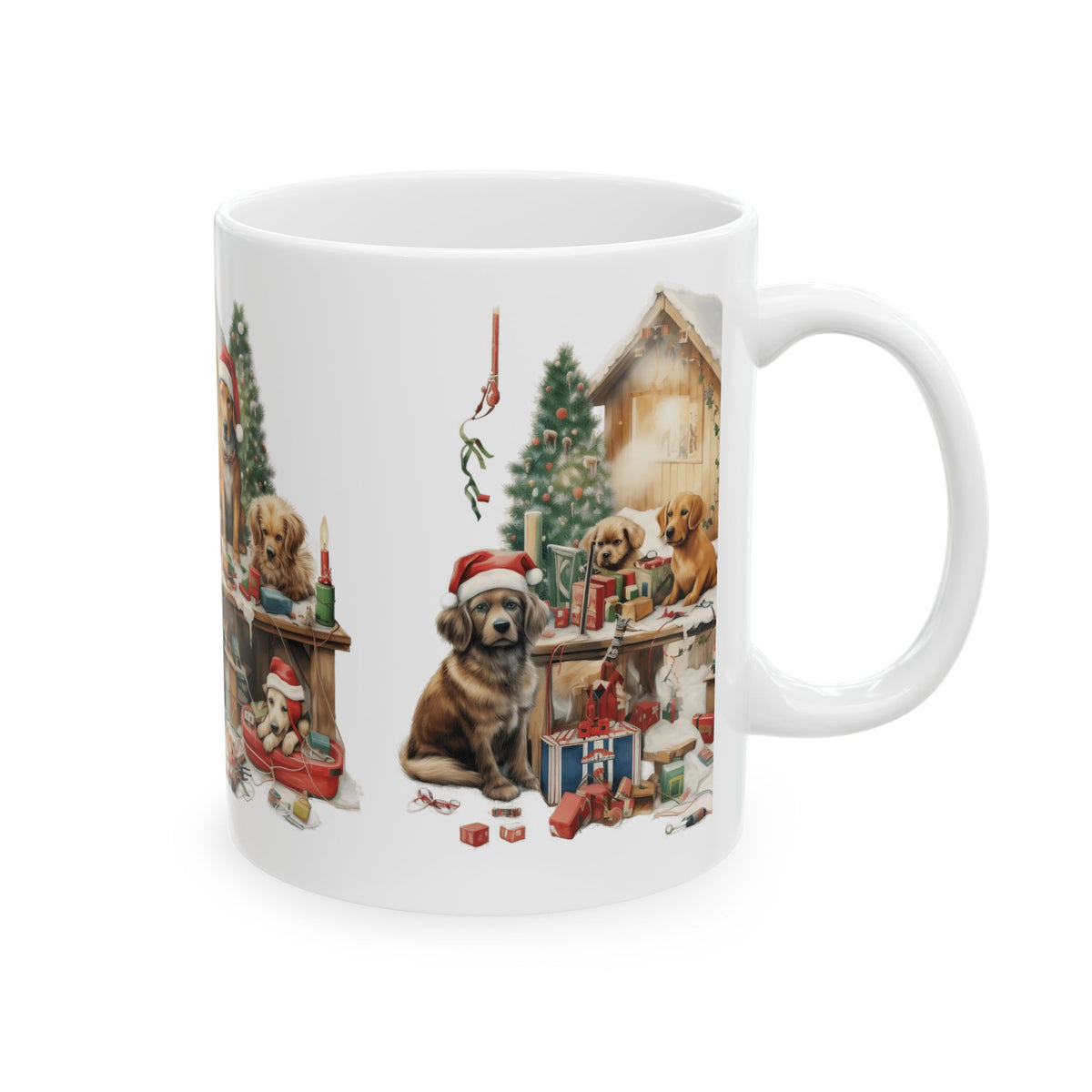 Christmas Dogs Ceramic Mug – Festive Labrador Puppy Holiday Coffee Cup 11oz   Item #608611