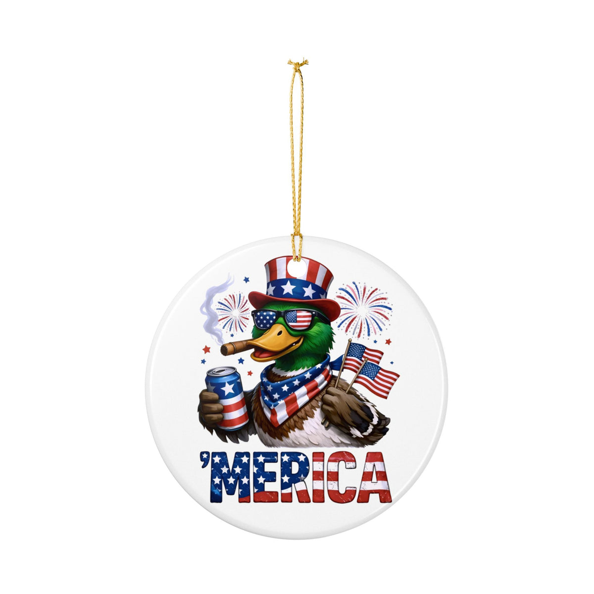'Merica Duck Ceramic Ornament – Patriotic 4th of July Decoration   Item #301363