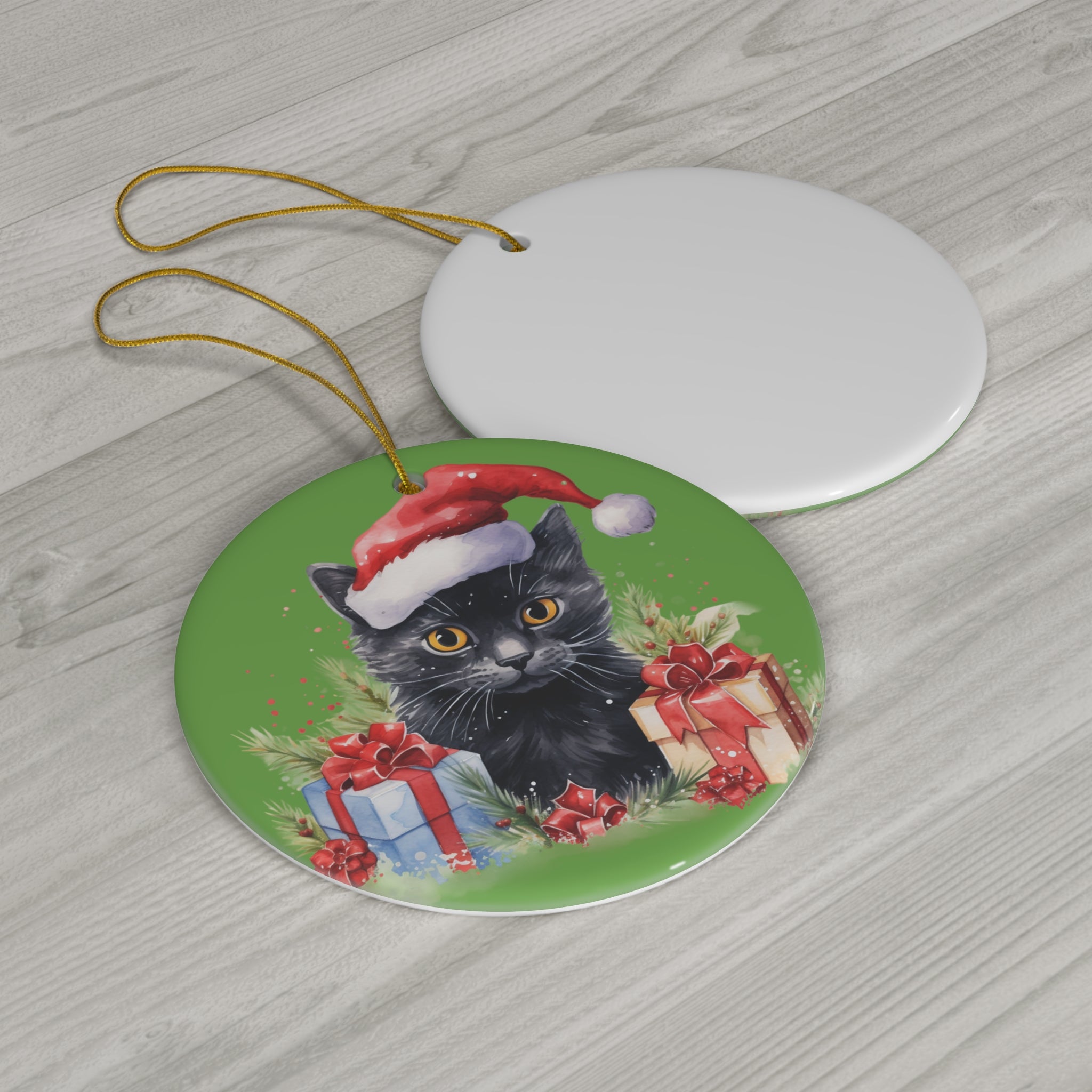 Ceramic Ornament - Christmas Cat      Item #3787103 - Buckshot's Bargain Barn