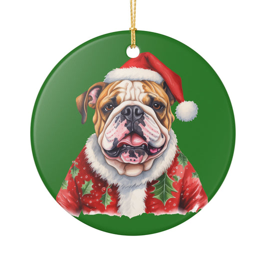 Christmas Bulldog Ceramic Ornament    Item #181972