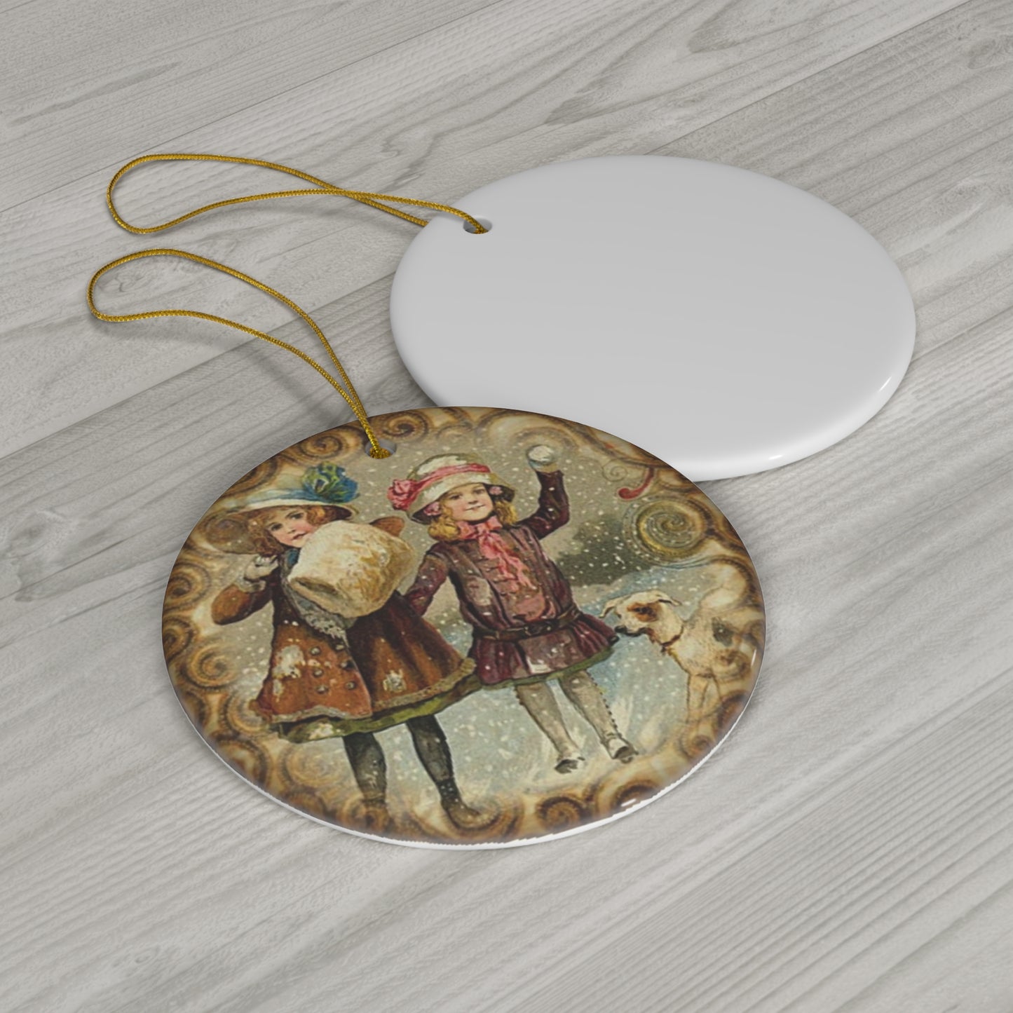 Christmas Kids Ceramic Disc Ornament          Item #9385403