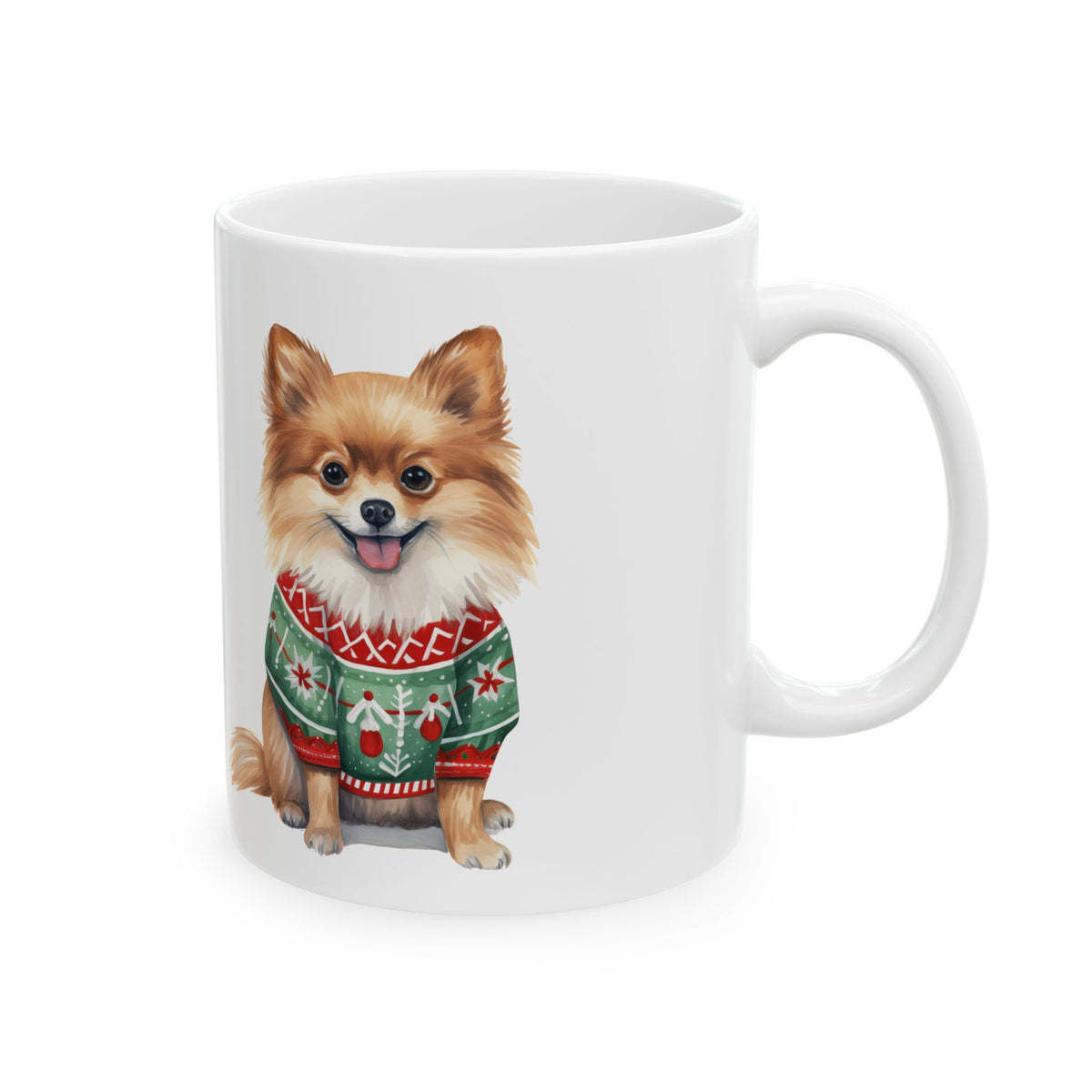 Pomeranian Dog Christmas Sweater Ceramic Mug 11oz   Item #620181