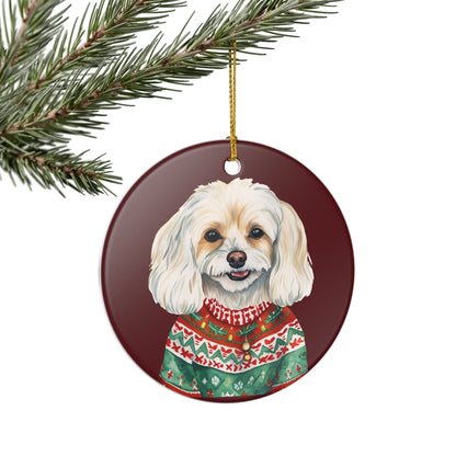 Festive Dog In Sweater Christmas Ornament   Item #693235