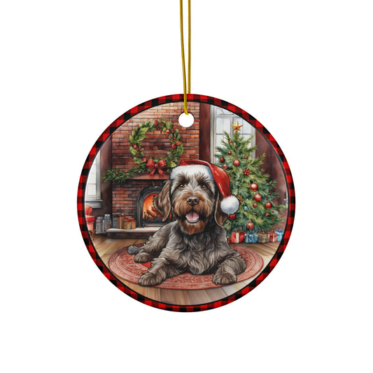 Wirehaired Pointing Griffon Christmas Dog Ceramic Disc Ornament        Item #2252322