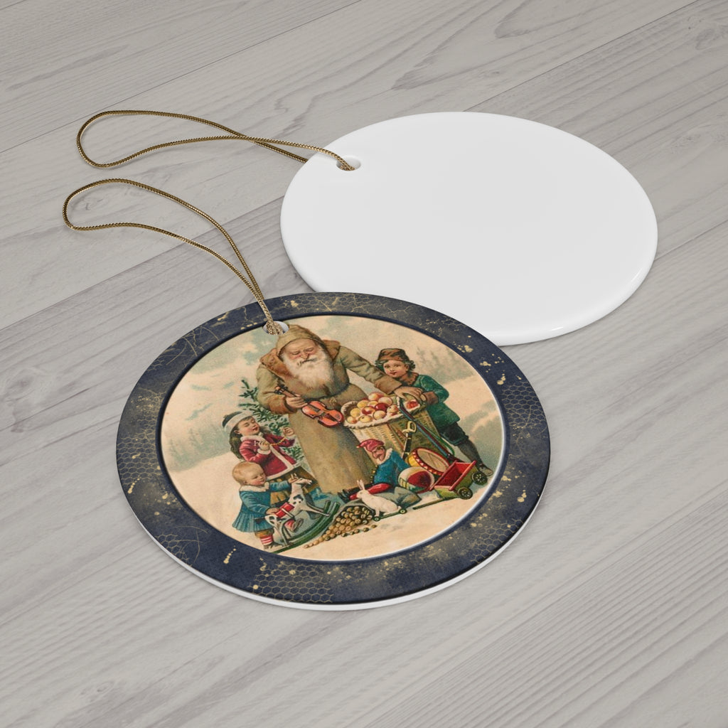 Santa With Kids Ceramic Disc Ornament     Item #854329 - Buckshot's Bargain Barn