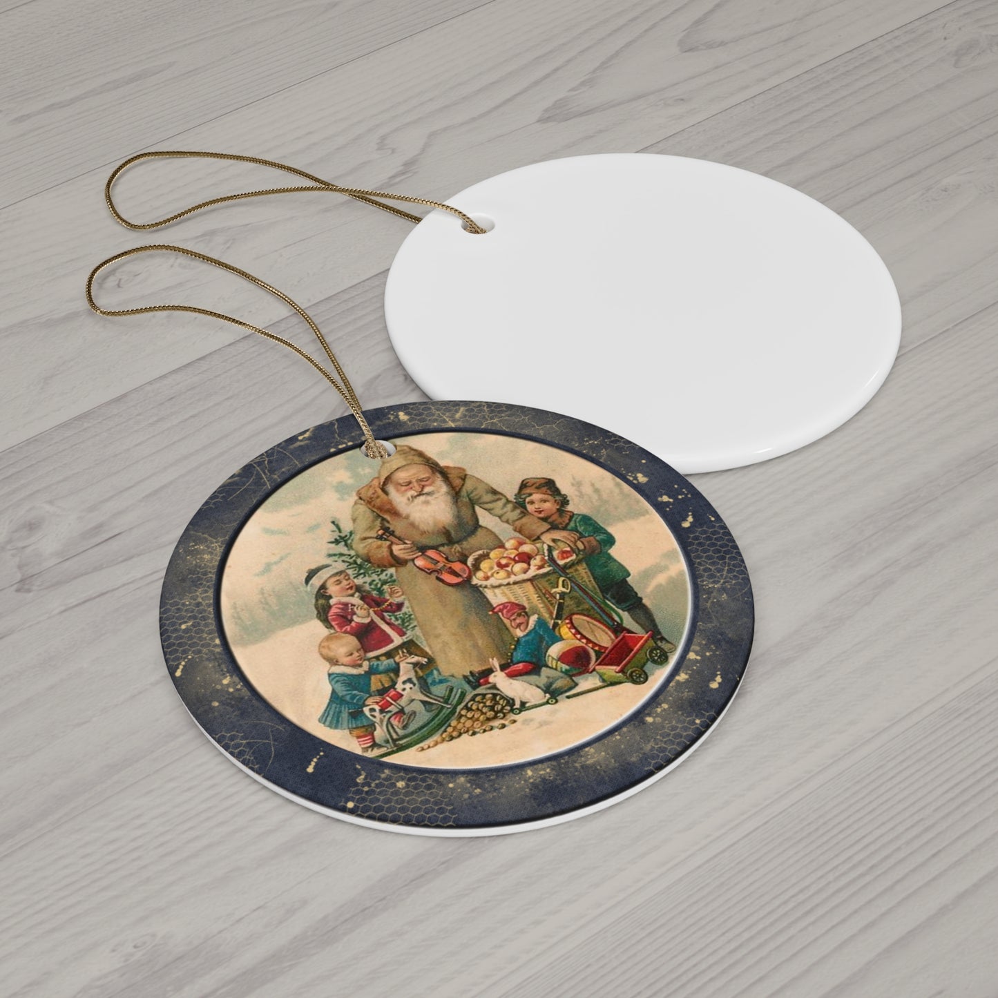 Santa With Kids Ceramic Disc Ornament     Item #854329