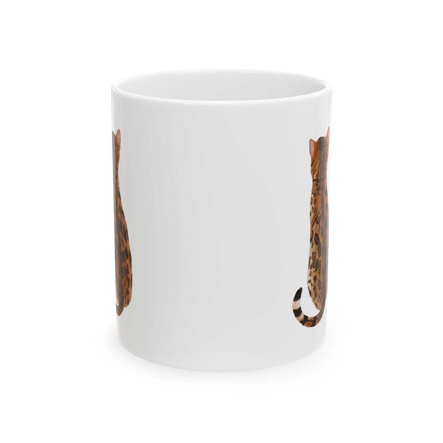 Leopard Cat Ceramic Mug — Cute Sitting Leopard Coffee Cup 11oz   Item #805